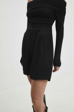 Šortky Answear Lab dámske, čierna farba, jednofarebné, vysoký pás
