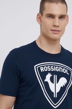 Bavlnené tričko Rossignol tmavomodrá farba, s potlačou, RLKMY04
