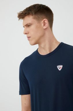 Bavlnené tričko Rossignol tmavomodrá farba, s nášivkou, RLKMY02