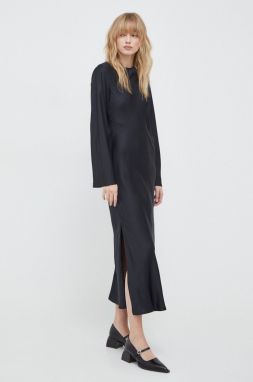 Šaty Samsoe Samsoe MADELEINE čierna farba, maxi, áčkový strih, F23300054