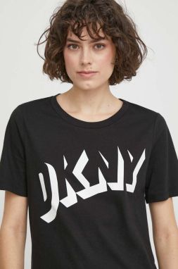 Bavlnené tričko Dkny dámsky, čierna farba, D2A4A0AT