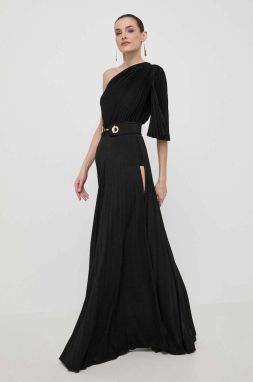 Šaty Elisabetta Franchi čierna farba, maxi, áčkový strih, AB53441E2