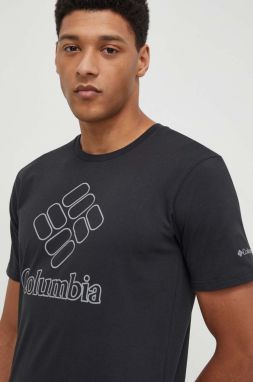 Športové tričko Columbia Pacific Crossing II čierna farba, s potlačou, 2036472