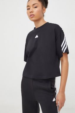 Bavlnené tričko adidas dámske, čierna farba, IP1571