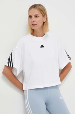 Bavlnené tričko adidas dámske, biela farba, IV5270