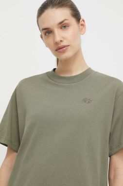 Bavlnené tričko New Balance dámsky, zelená farba