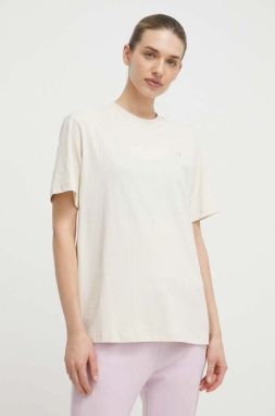 Bavlnené tričko New Balance dámsky, béžová farba
