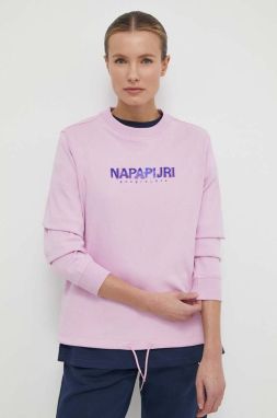 Bavlnená mikina Napapijri B-Kreis dámska, ružová farba, s nášivkou, NP0A4HNWP1J1,