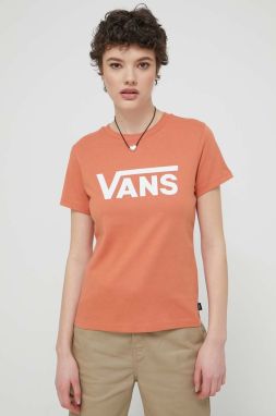 Bavlnené tričko Vans dámsky, oranžová farba