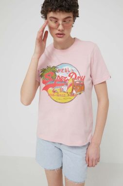Tričko Superdry dámsky, ružová farba