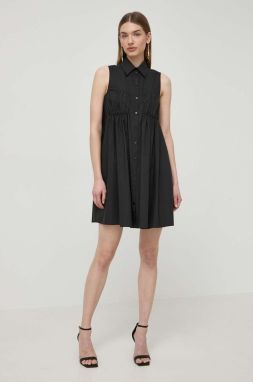 Bavlnené šaty Patrizia Pepe čierna farba, mini, áčkový strih, 2A2793 A9B9,
