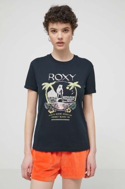 Bavlnené tričko Roxy dámske, čierna farba, ERJZT05699