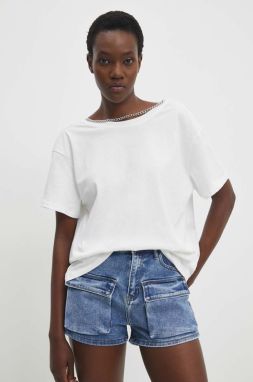 Bavlnené tričko Answear Lab dámsky, biela farba, holý chrbát