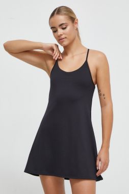 Športové šaty Reebok LUX COLLECTION čierna farba, mini, áčkový strih, 100035421