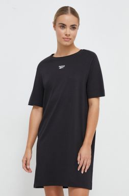 Bavlnené šaty Reebok Identity čierna farba, mini, rovný strih, 100034707