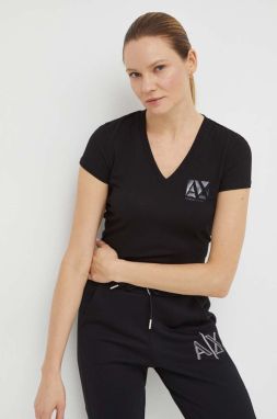 Bavlnené tričko Armani Exchange dámske, čierna farba, 3DYT03 YJ3RZ