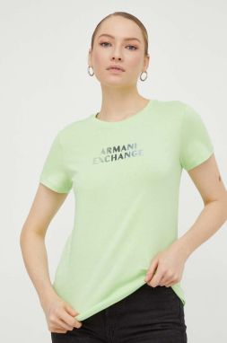 Bavlnené tričko Armani Exchange dámske, zelená farba, 3DYT14 YJDGZ