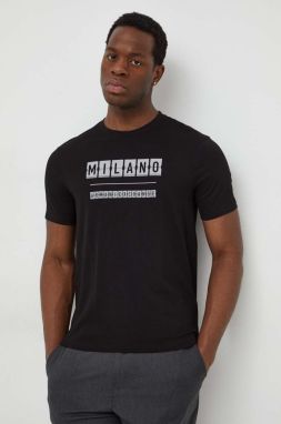 Bavlnené tričko Armani Exchange pánske, čierna farba, s potlačou, 3DZTHE ZJH4Z