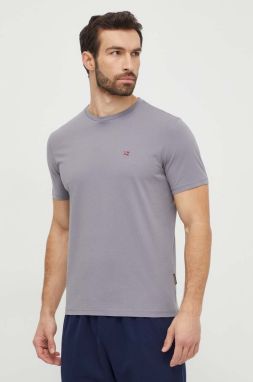 Bavlnené tričko Napapijri Salis pánske, šedá farba, jednofarebný, NP0A4H8DH581