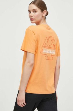 Bavlnené tričko Napapijri S-Faber dámske, oranžová farba, NP0A4HOLA641