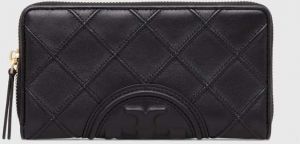 Kožená peňaženka Tory Burch Fleming Soft Zip Continental Wallet dámska, čierna farba, 140344.001,