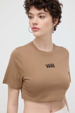 Bavlnené tričko Vans dámsky, hnedá farba