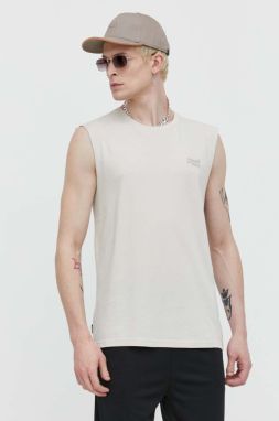 Bavlnené tričko Superdry pánsky, béžová farba