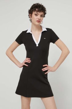 Šaty Tommy Jeans čierna farba,mini,priliehavá,DW0DW17937