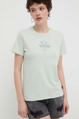 Bavlnené tričko Vans dámsky, zelená farba