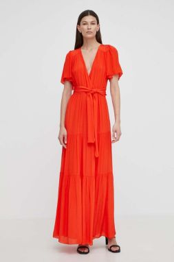Šaty BA&SH NATALIA oranžová farba, maxi, áčkový strih, 1E24NATA