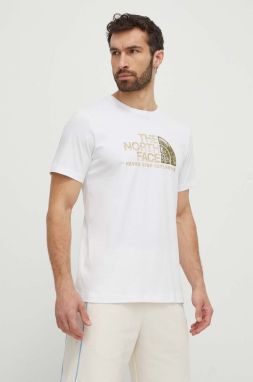 Bavlnené tričko The North Face pánske, biela farba, s potlačou, NF0A87NWFN41