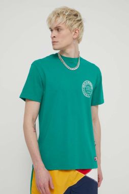Bavlnené tričko Tommy Jeans Archive Games pánske,zelená farba,s potlačou,DM0DM19545