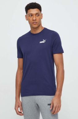 Bavlnené tričko Puma pánske,tmavomodrá farba,jednofarebné,586668
