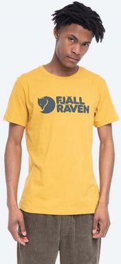 Bavlnené tričko Fjallraven Logo žltá farba, s potlačou, F87310