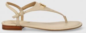Kožené sandále Lauren Ralph Lauren Ellington dámske, béžová farba, 802853000000