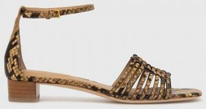Kožené sandále Lauren Ralph Lauren Fionna dámske, béžová farba, 802925000000
