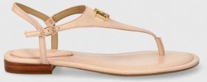 Kožené sandále Lauren Ralph Lauren Ellington dámske, ružová farba, 802853000000