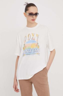 Bavlnené tričko Roxy dámsky, biela farba, ERJZT05682