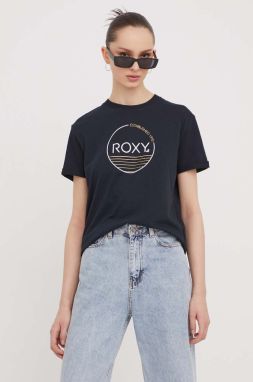 Bavlnené tričko Roxy dámsky, čierna farba, ERJZT05698