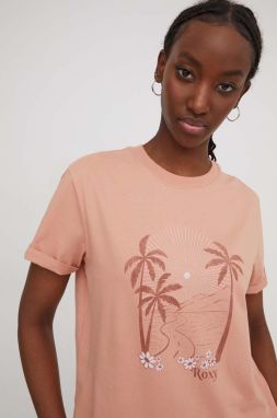 Bavlnené tričko Roxy dámsky, oranžová farba, ERJZT05701