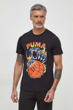 Tričko Puma pánsky,čierna farba,s potlačou,624825