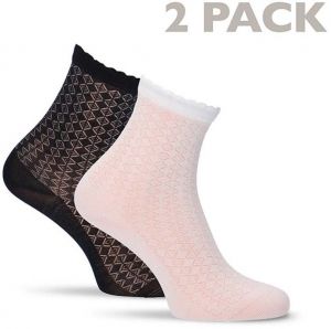 Čierno-biele ažúrové ponožky 99644 - dvojbalenie