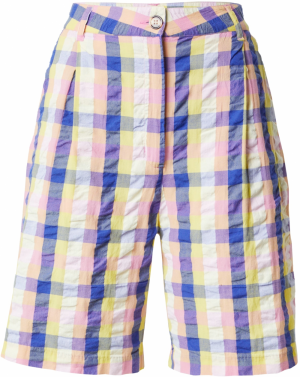 Monki Plisované nohavice  modrá / žltá / pastelovo oranžová / ružová