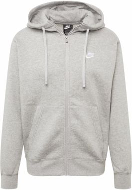 Nike Sportswear Tepláková bunda 'Club Fleece'  sivá melírovaná / biela