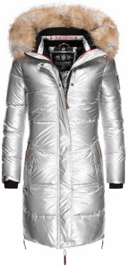 NAVAHOO Zimný kabát 'Halina'  svetlohnedá / čierna / strieborná