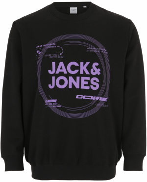 Jack & Jones Plus Mikina 'PILOU'  svetlofialová / čierna