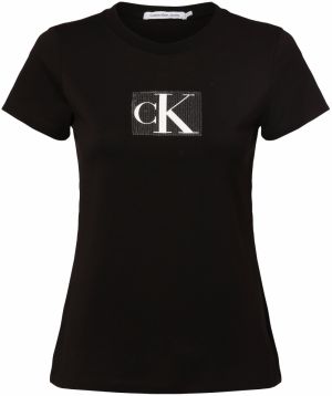 Calvin Klein Jeans Tričko  čierna / strieborná / biela