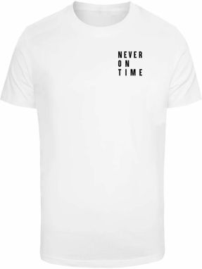 Merchcode Tričko 'Never On Time'  čierna / biela