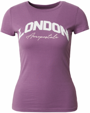 AÉROPOSTALE Tričko 'LONDON'  fialová / prírodná biela