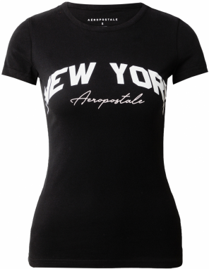 AÉROPOSTALE Tričko 'NEW YORK'  čierna / biela